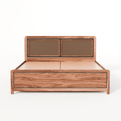 Boho Bed (Acacia Wood) - With Storage