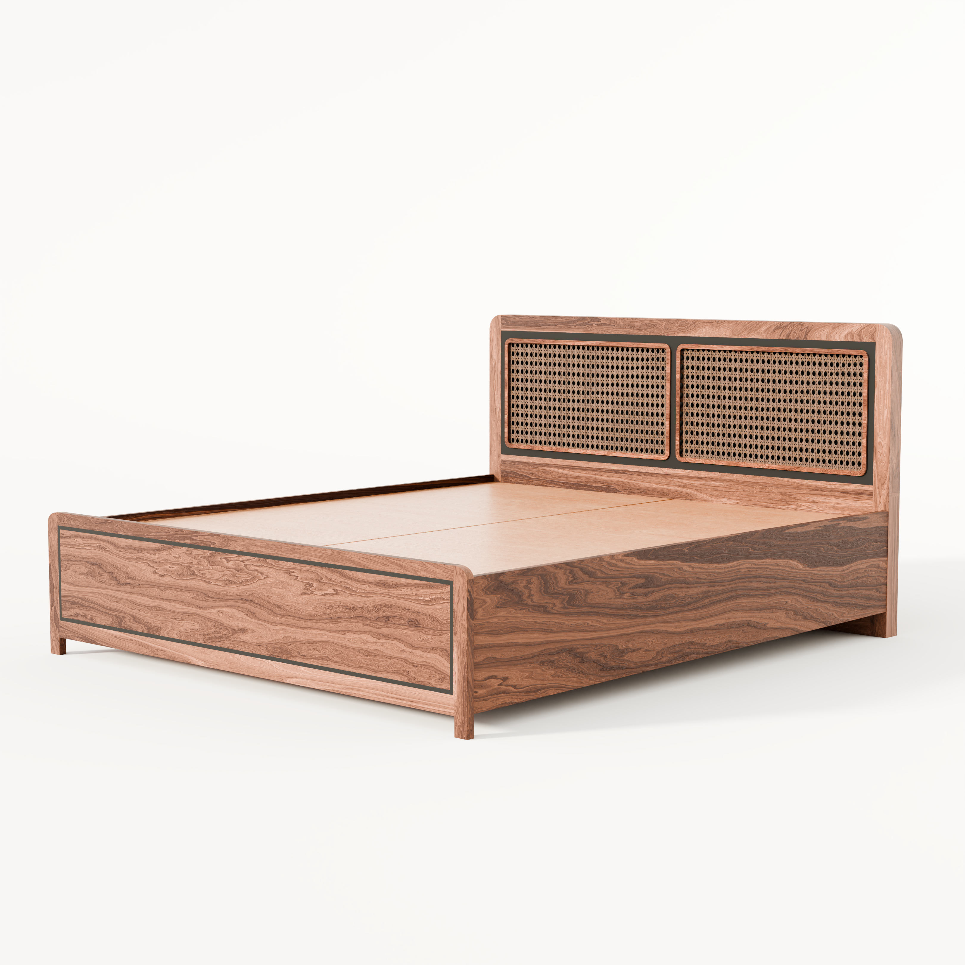 Boho Bed (Acacia Wood) - With Storage