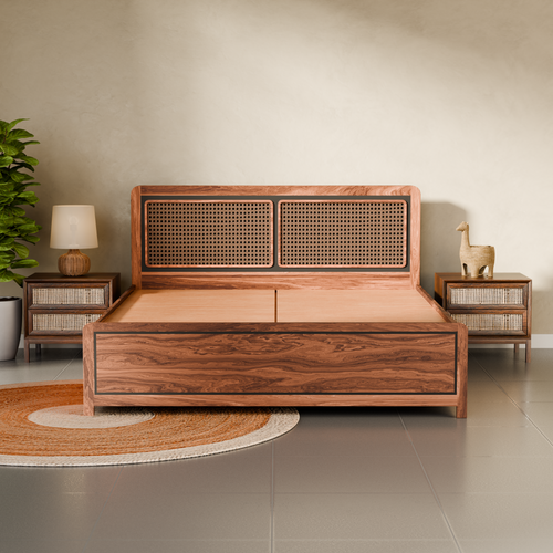 Boho Bed (Acacia Wood) - With Storage