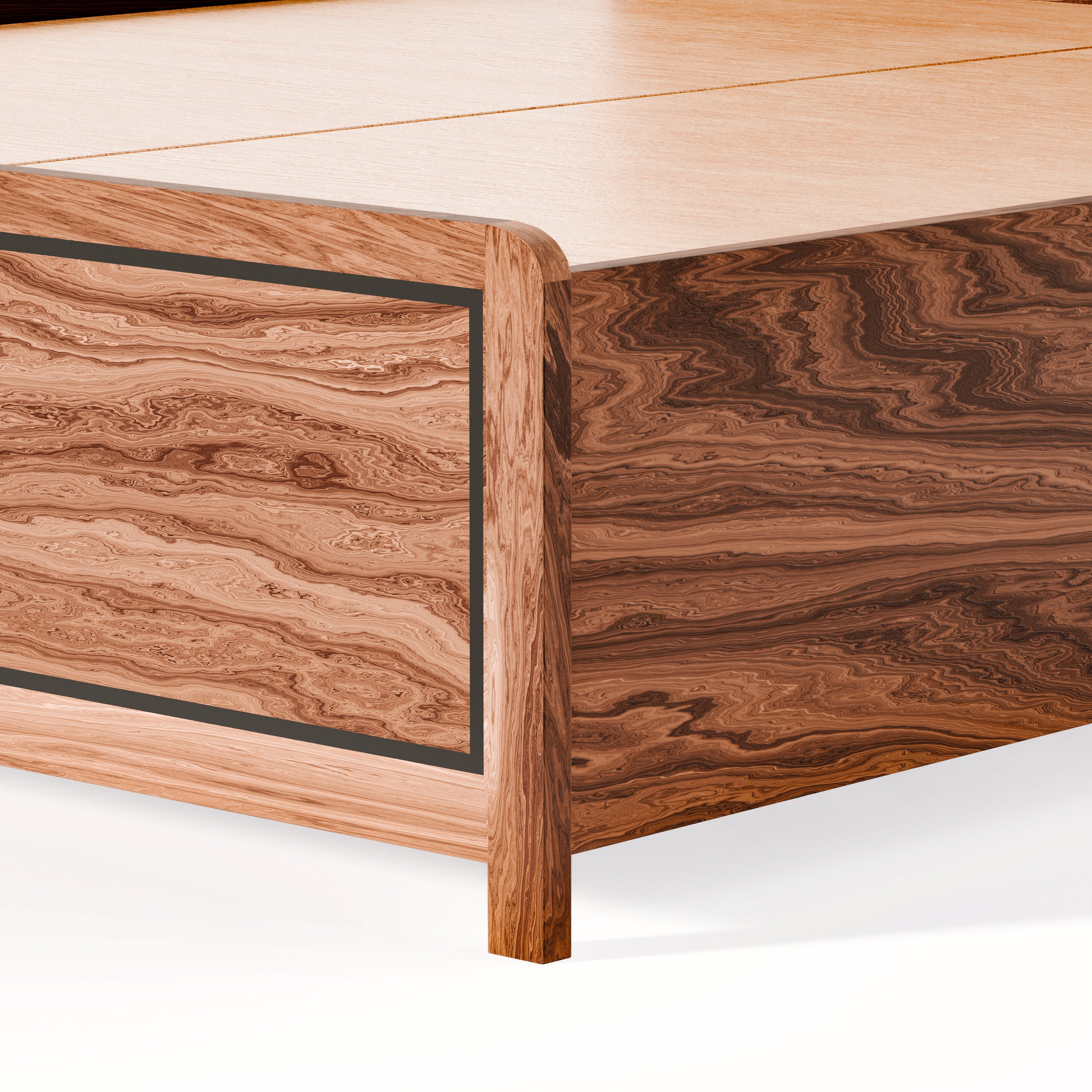 Boho Bed (Acacia Wood) - With Storage